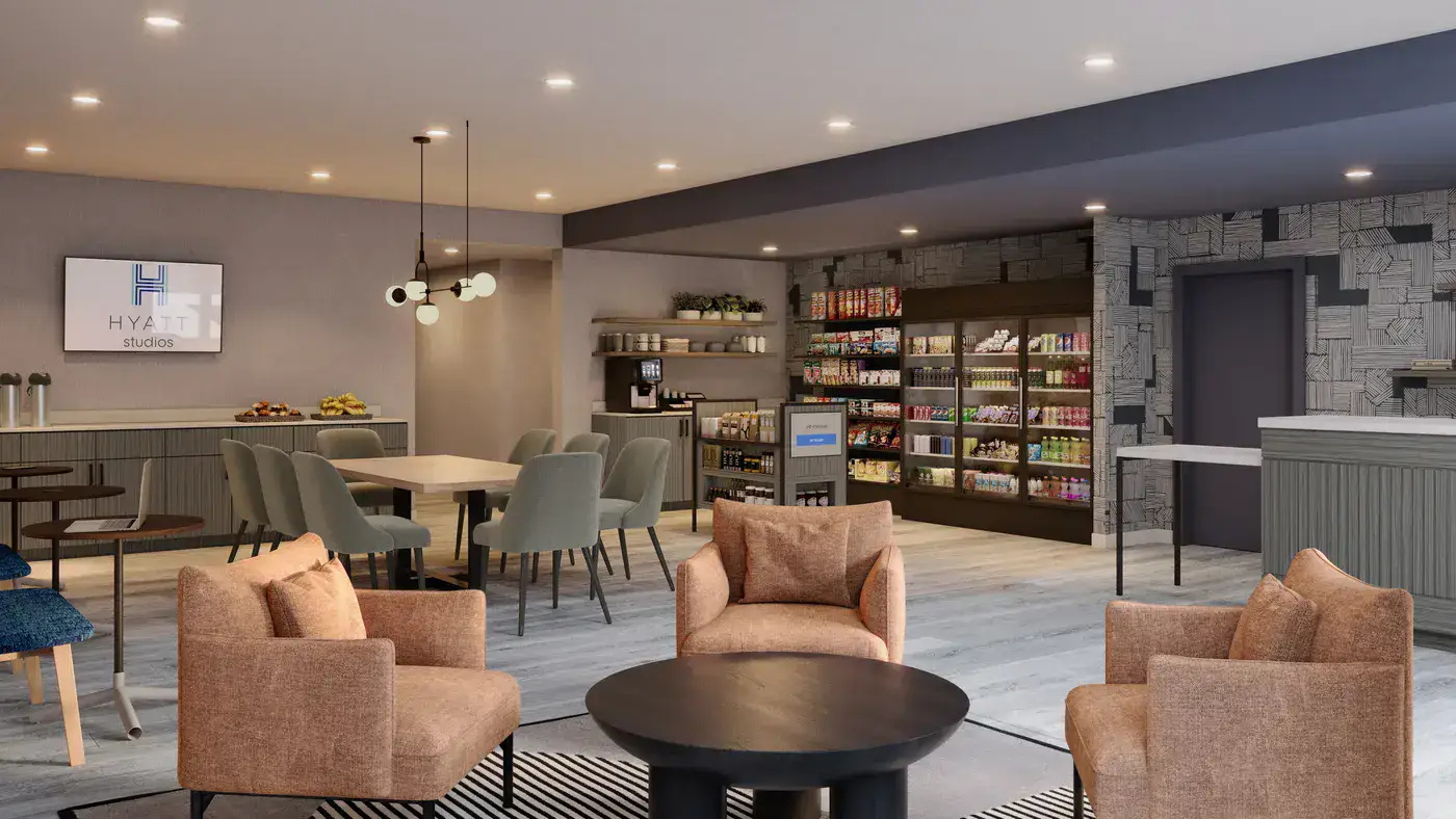 Hyatt Studios lobby café and market