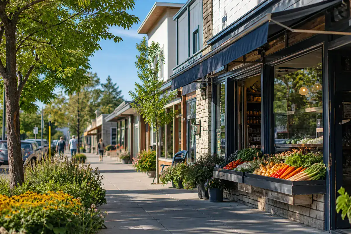 A welcoming neighbourhood shopping street