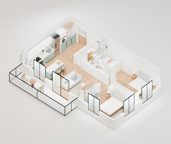 Furnished overview of 2 Bedrooms